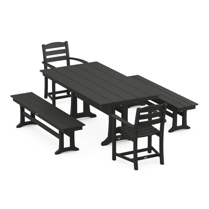 La Casa Cafe 5-Piece Farmhouse Dining Set With Trestle Legs