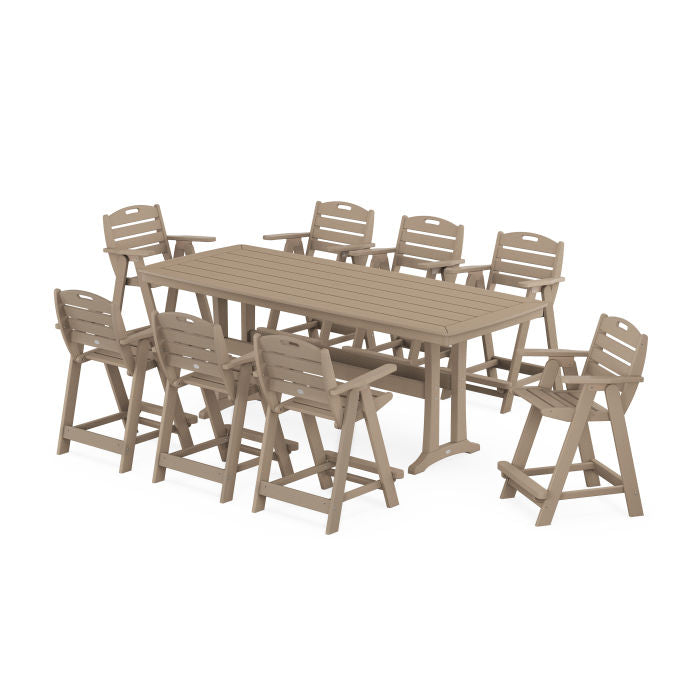 Nautical 9-Piece Counter Set with Trestle Legs in Vintage Finish