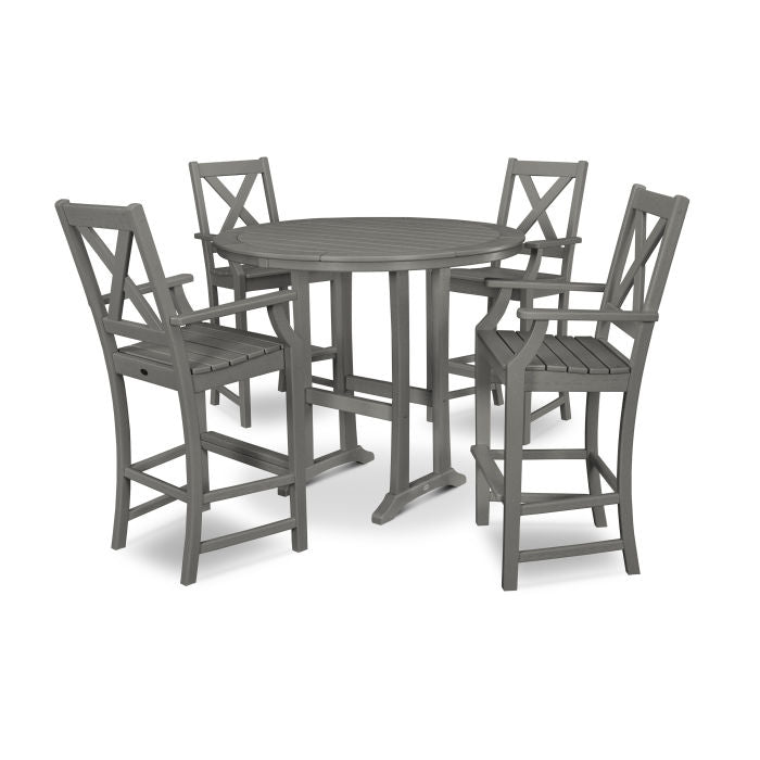 Braxton 5-Piece Nautical Trestle Arm Chair Bar Set