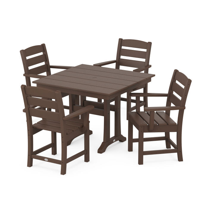 Lakeside 5-Piece Farmhouse Trestle Arm Chair Dining Set