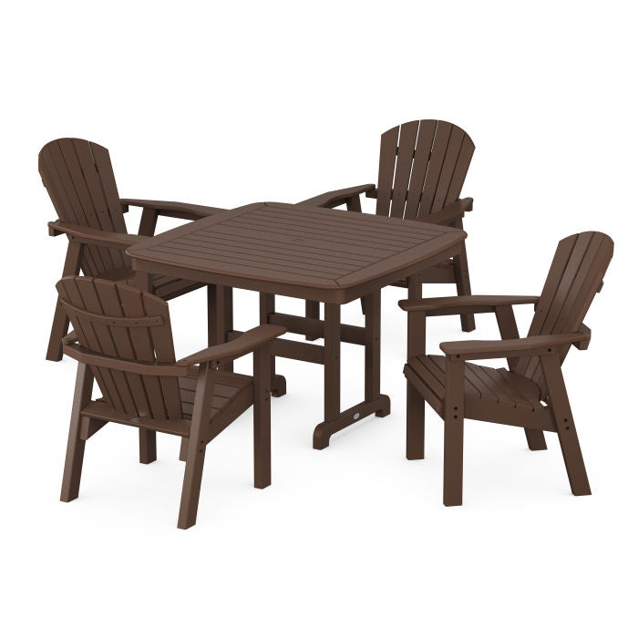 Seashell 5-Piece Dining Set with Trestle Legs