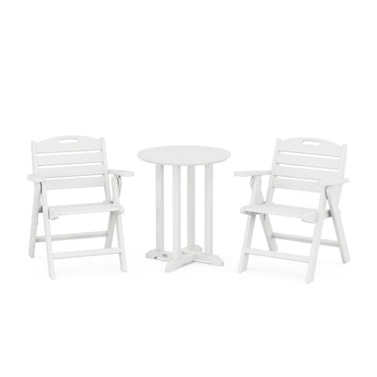 Nautical Folding Lowback Chair 3-Piece Round Dining Set