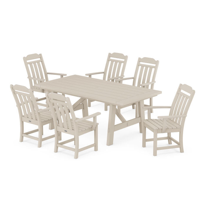 Country Living Arm Chair 7-Piece Rustic Farmhouse Dining Set