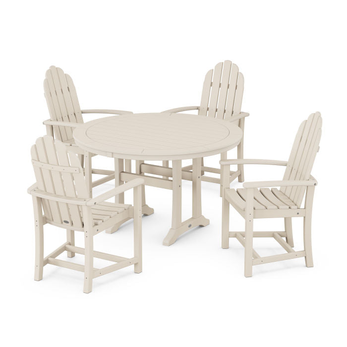 Classic Adirondack 5-Piece Round Dining Set with Trestle Legs