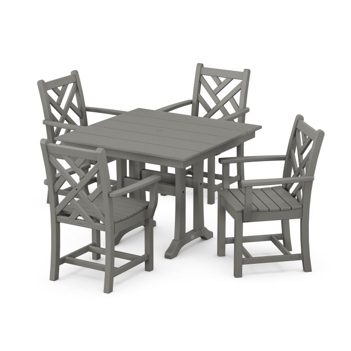 Chippendale 5-Piece Farmhouse Trestle Arm Chair Dining Set