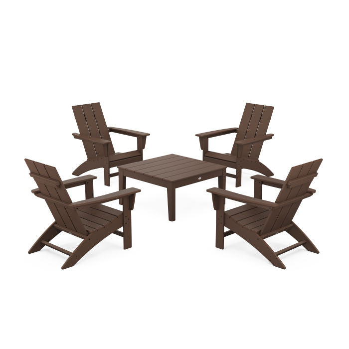 5-Piece Modern Adirondack Chair Conversation Set with 36" Conversation Table