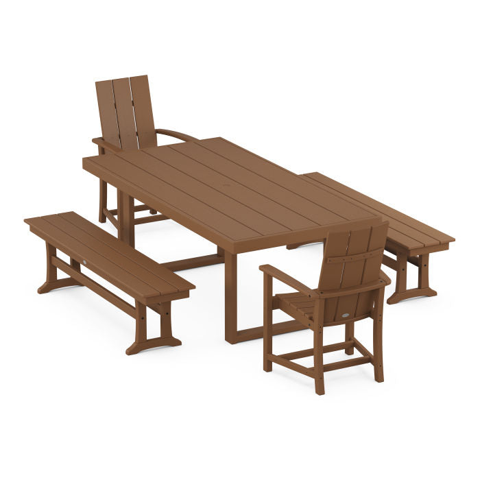 Modern Adirondack 5-Piece Dining Set with Benches