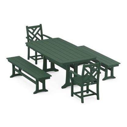 Chippendale 5-Piece Dining Set with Trestle Legs