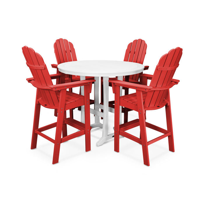 Vineyard Curveback Adirondack 5-Piece Nautical Trestle Bar Set