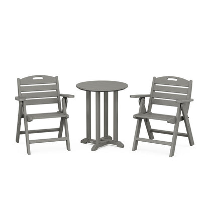 Nautical Folding Lowback Chair 3-Piece Round Dining Set