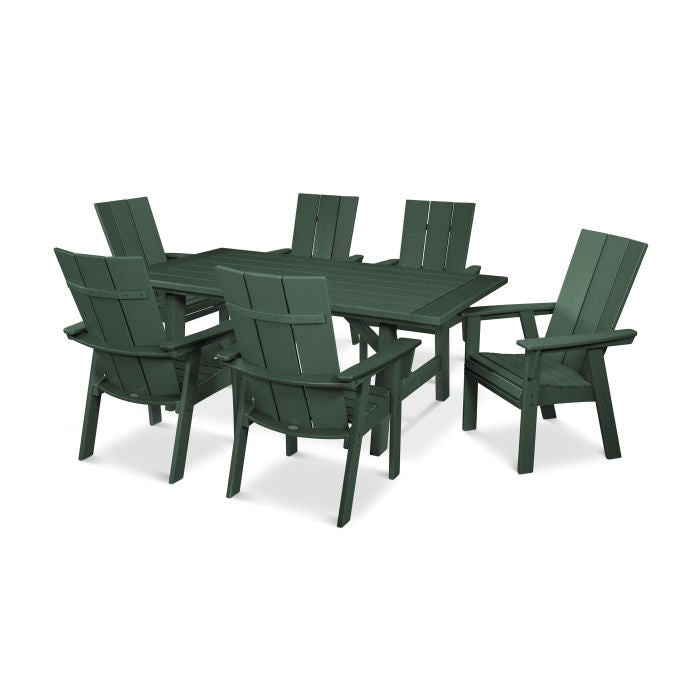 Modern Curveback Adirondack 7-Piece Rustic Farmhouse Dining Set