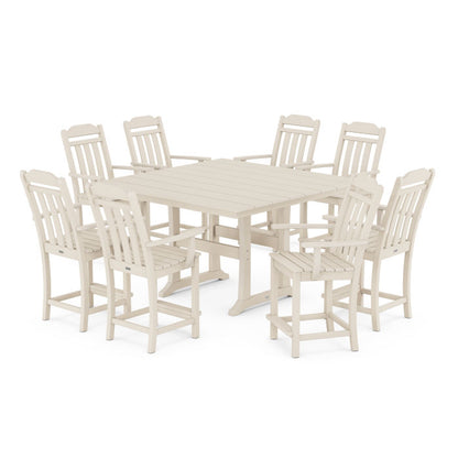 Country Living 9-Piece Square Farmhouse Counter Set with Trestle Legs