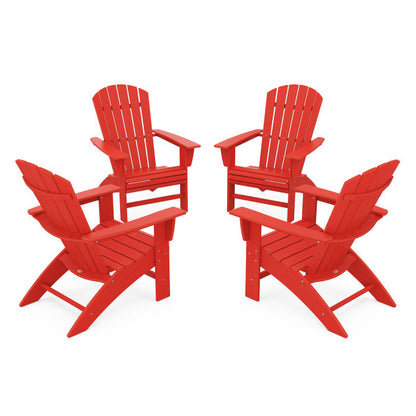 4-Piece Nautical Curveback Adirondack Chair Conversation Set