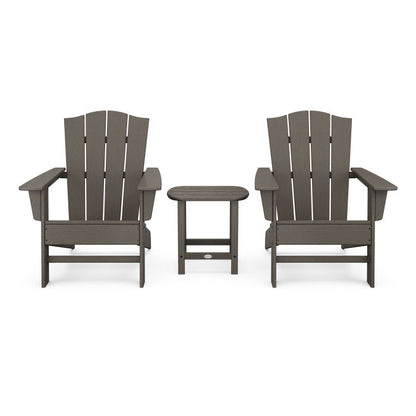 Wave 3-Piece Adirondack Chair Set with The Crest Chairs in Vintage Finish