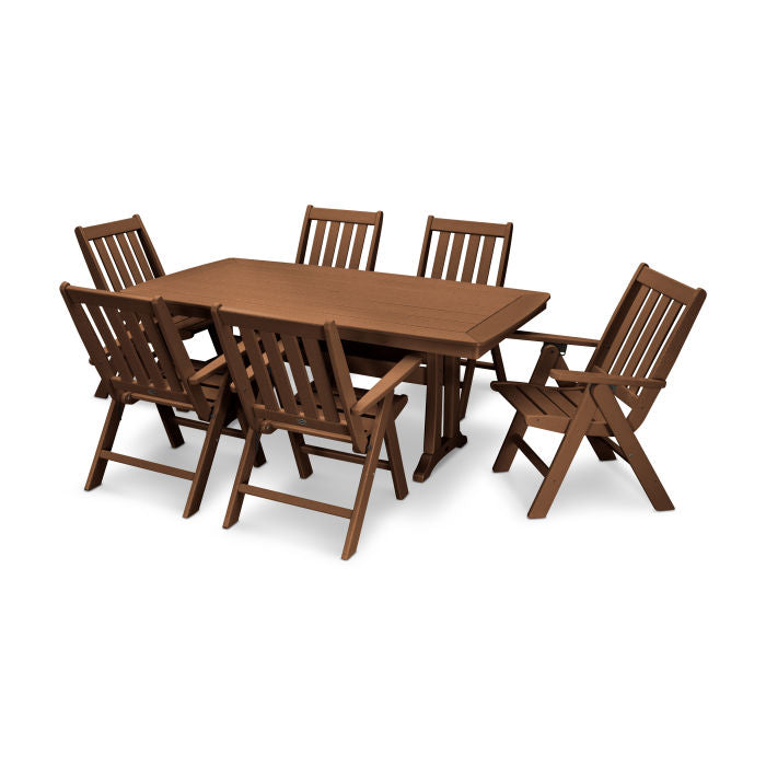 Vineyard Folding Chair 7-Piece Nautical Dining Set with Trestle Legs