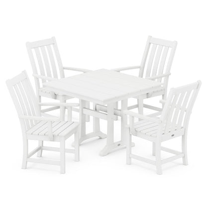 Vineyard 5-Piece Farmhouse Trestle Arm Chair Dining Set