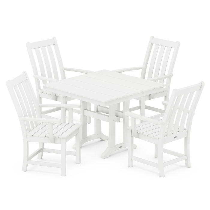 Vineyard 5-Piece Farmhouse Trestle Arm Chair Dining Set