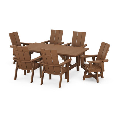Modern Curveback Adirondack 7-Piece Rustic Farmhouse Swivel Dining Set