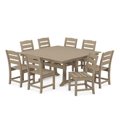 Lakeside 9-Piece Farmhouse Trestle Dining Set in Vintage Finish