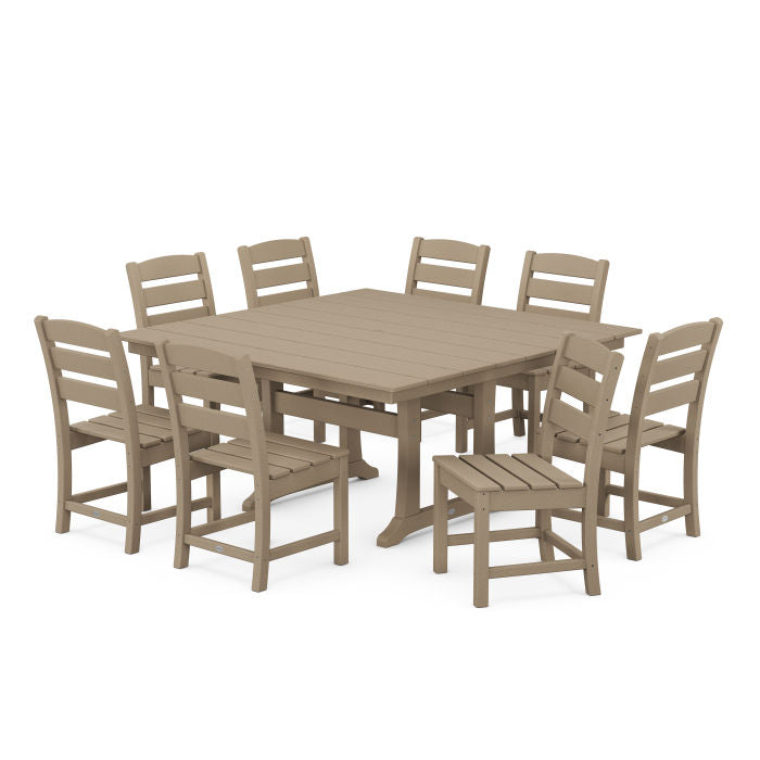 Lakeside 9-Piece Farmhouse Trestle Dining Set in Vintage Finish