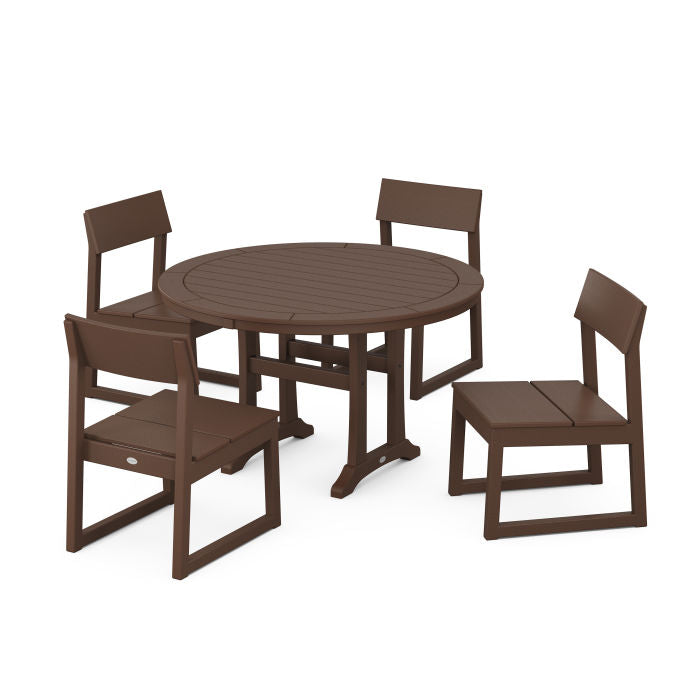 EDGE Side Chair 5-Piece Round Dining Set With Trestle Legs