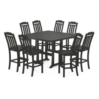 Country Living 9-Piece Square Side Chair Bar Set with Trestle Legs