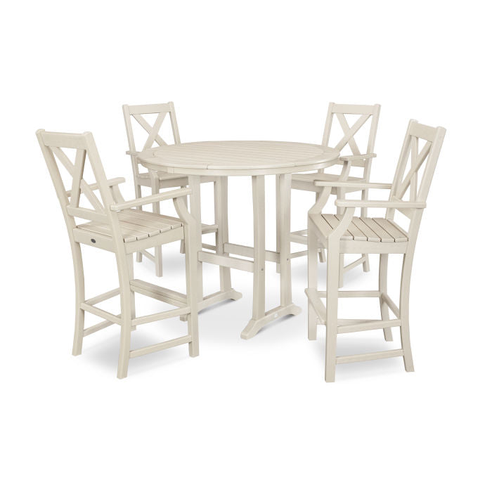 Braxton 5-Piece Nautical Trestle Arm Chair Bar Set