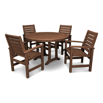 Signature 5-Piece Round Dining Set with Trestle Legs