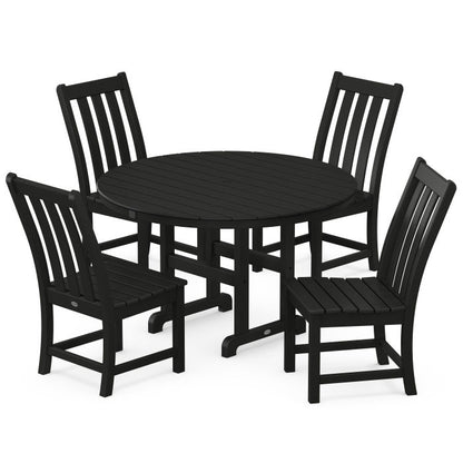 Vineyard 5-Piece Round Farmhouse Side Chair Dining Set