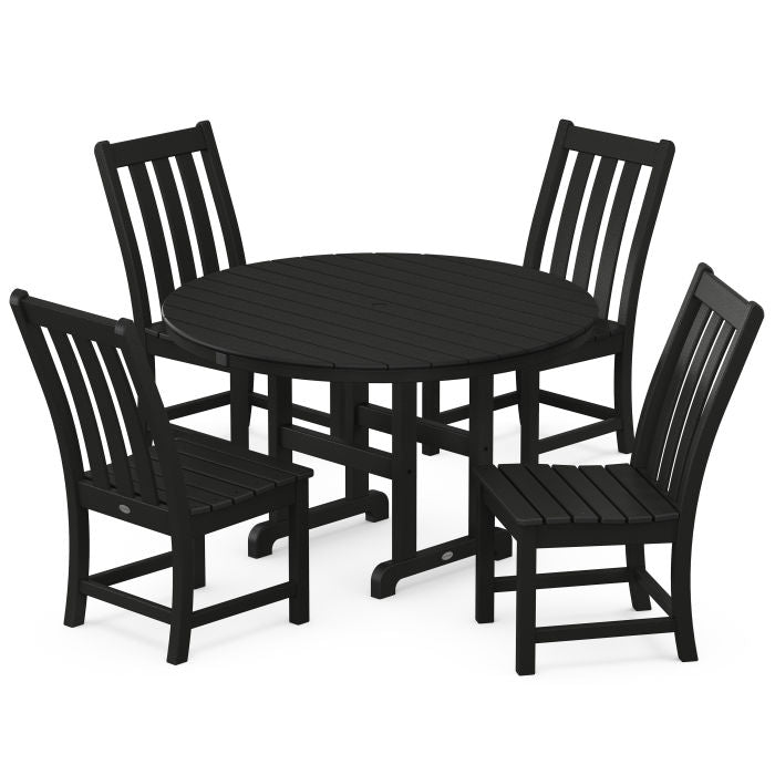 Vineyard 5-Piece Round Farmhouse Side Chair Dining Set