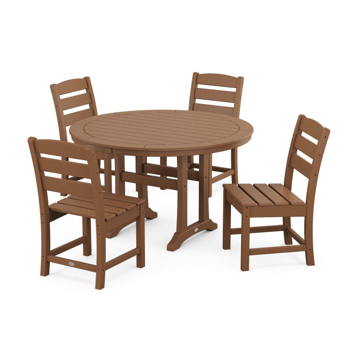 Lakeside Side Chair 5-Piece Round Dining Set With Trestle Legs