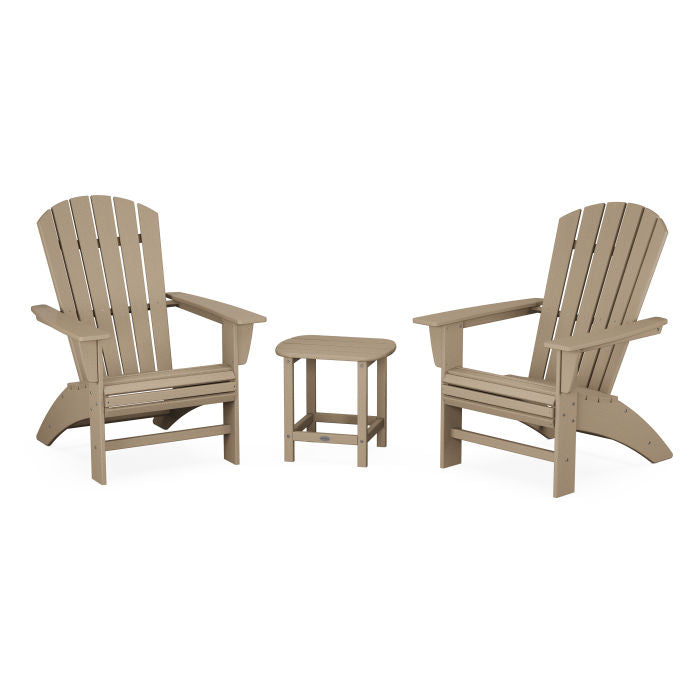 Nautical 3-Piece Curveback Adirondack Set in Vintage Finish