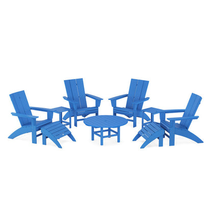 Modern Curveback Adirondack Chair 9-Piece Conversation Set