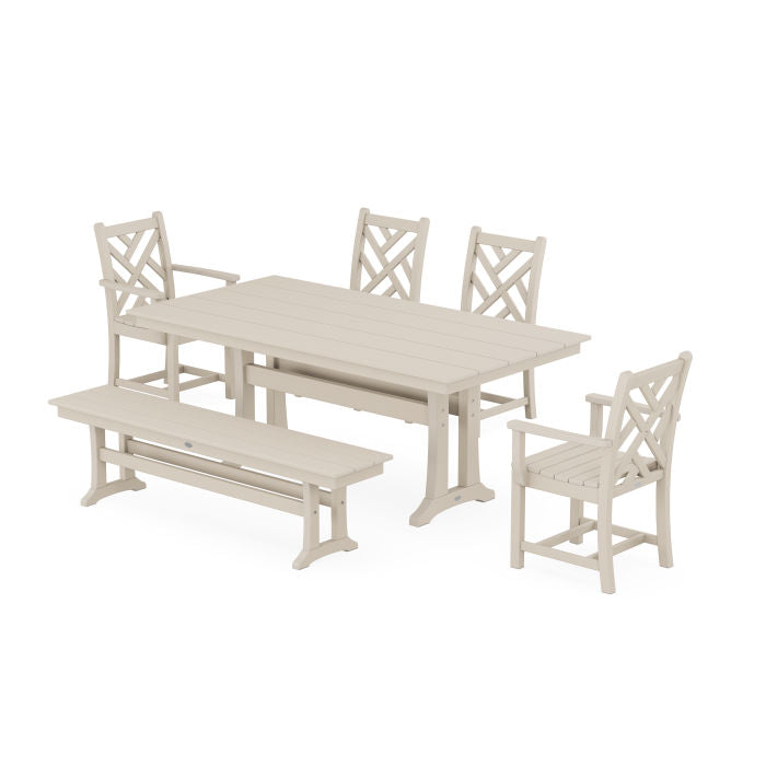 Chippendale 6-Piece Farmhouse Dining Set With Trestle Legs