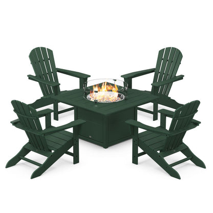 Palm Coast 5-Piece Adirondack Chair Conversation Set with Fire Pit Table