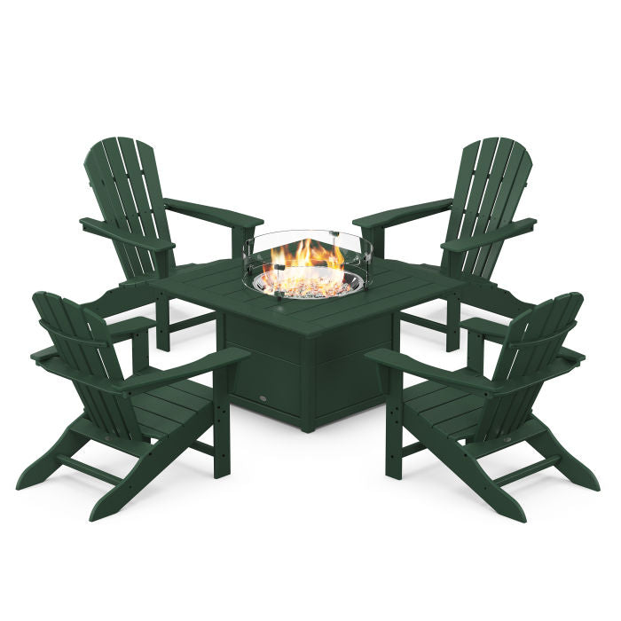 Palm Coast 5-Piece Adirondack Chair Conversation Set with Fire Pit Table