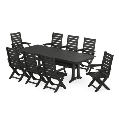 Captain 9-Piece Farmhouse Dining Set with Trestle Legs