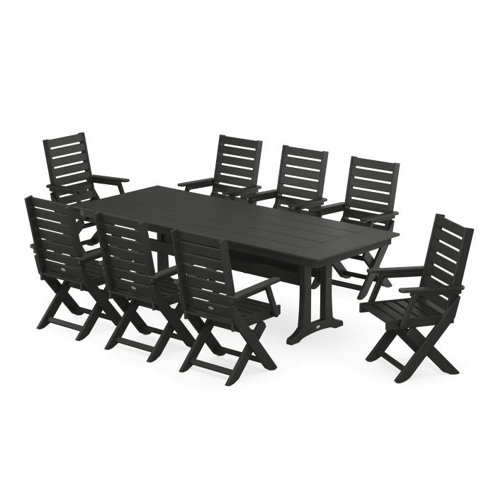 Captain 9-Piece Farmhouse Dining Set with Trestle Legs