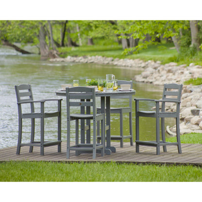 La Casa Café 5-Piece Round Farmhouse Counter Dining Set