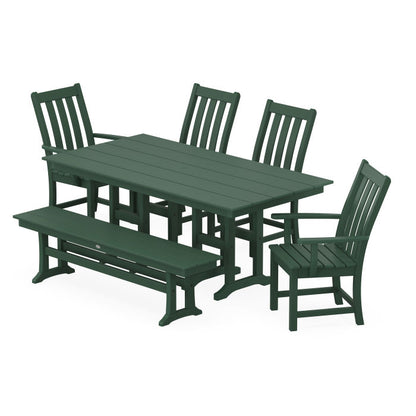 Vineyard 6-Piece Farmhouse Dining Set with Bench