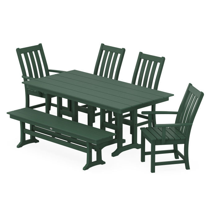 Vineyard 6-Piece Farmhouse Dining Set with Bench