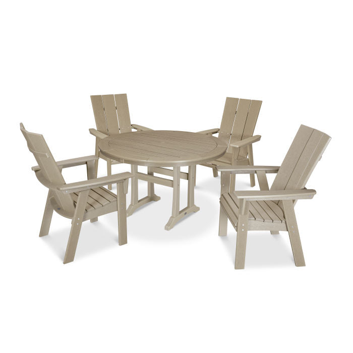 Modern Curveback Adirondack 5-Piece Nautical Trestle Dining Set in Vintage Finish