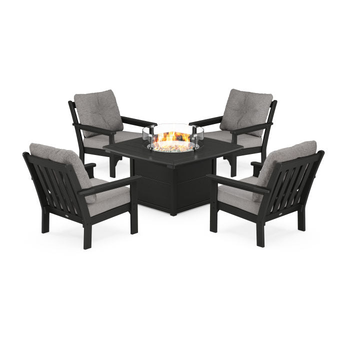 Vineyard 5-Piece Conversation Set with Fire Pit Table