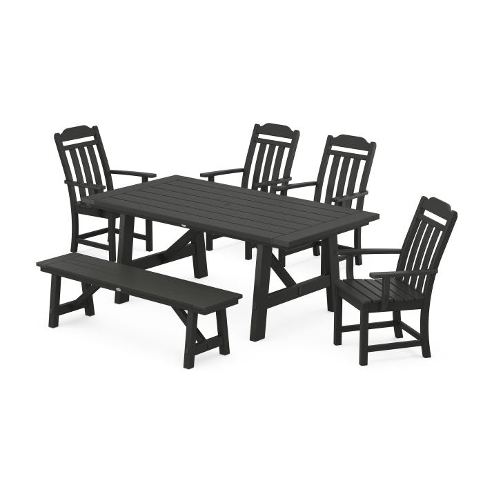 Country Living 6-Piece Rustic Farmhouse Dining Set with Bench