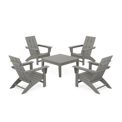 5-Piece Modern Adirondack Chair Conversation Set with 36" Conversation Table
