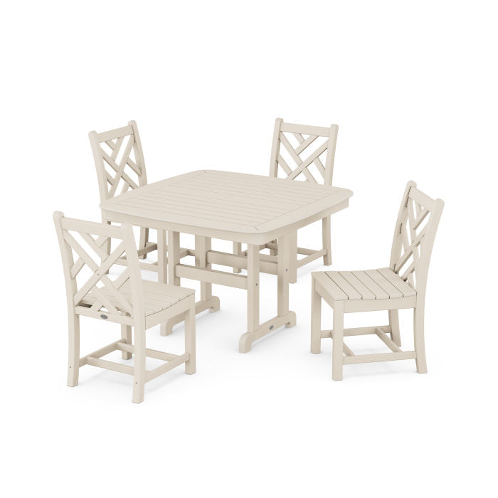 Chippendale Side Chair 5-Piece Dining Set with Trestle Legs