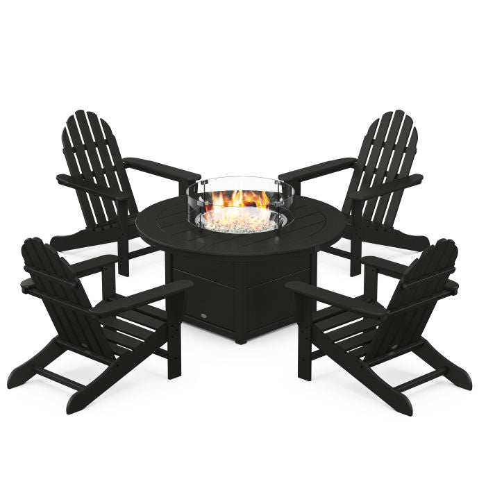 Classic Adirondack 5-Piece Conversation Set with Fire Pit Table