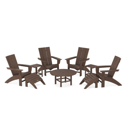 Modern Curveback Adirondack Chair 9-Piece Conversation Set