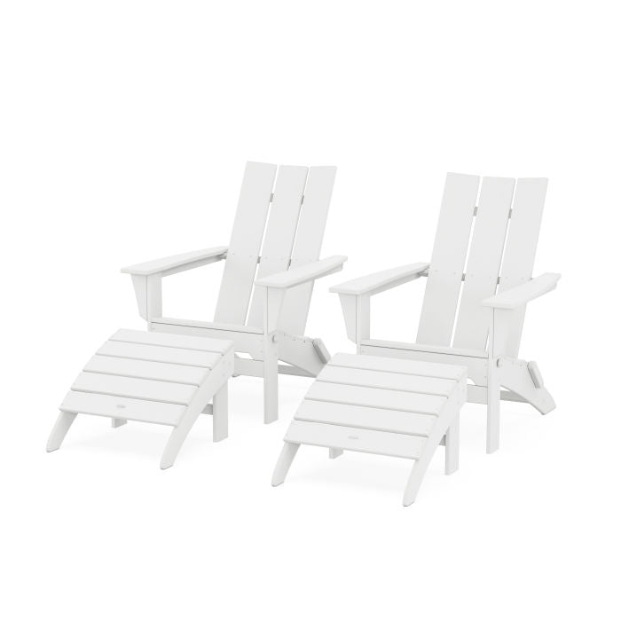 Modern Folding Adirondack Chair 4-Piece Set with Ottomans