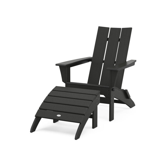 Modern Folding Adirondack Chair 2-Piece Set with Ottoman